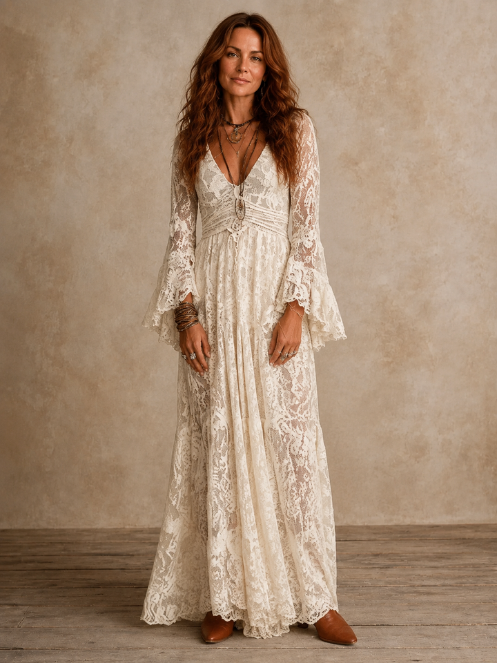 EMILY | Vintage Flared-Sleeve Maxi Dress