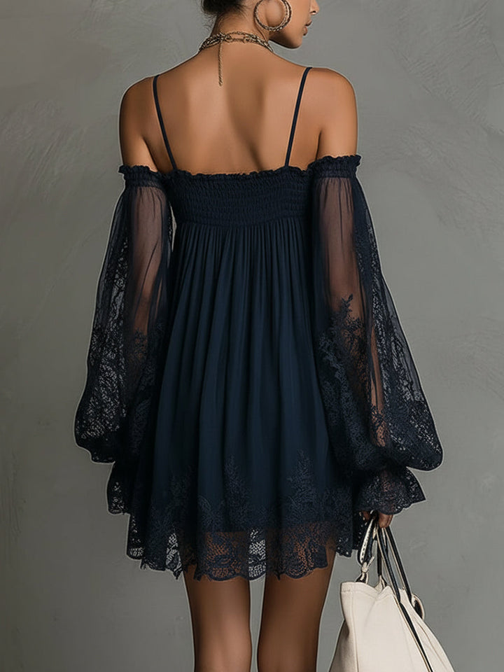 Louisa | Off-Shoulder Sheer-Sleeve Dress