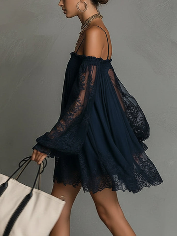 Louisa | Off-Shoulder Sheer-Sleeve Dress