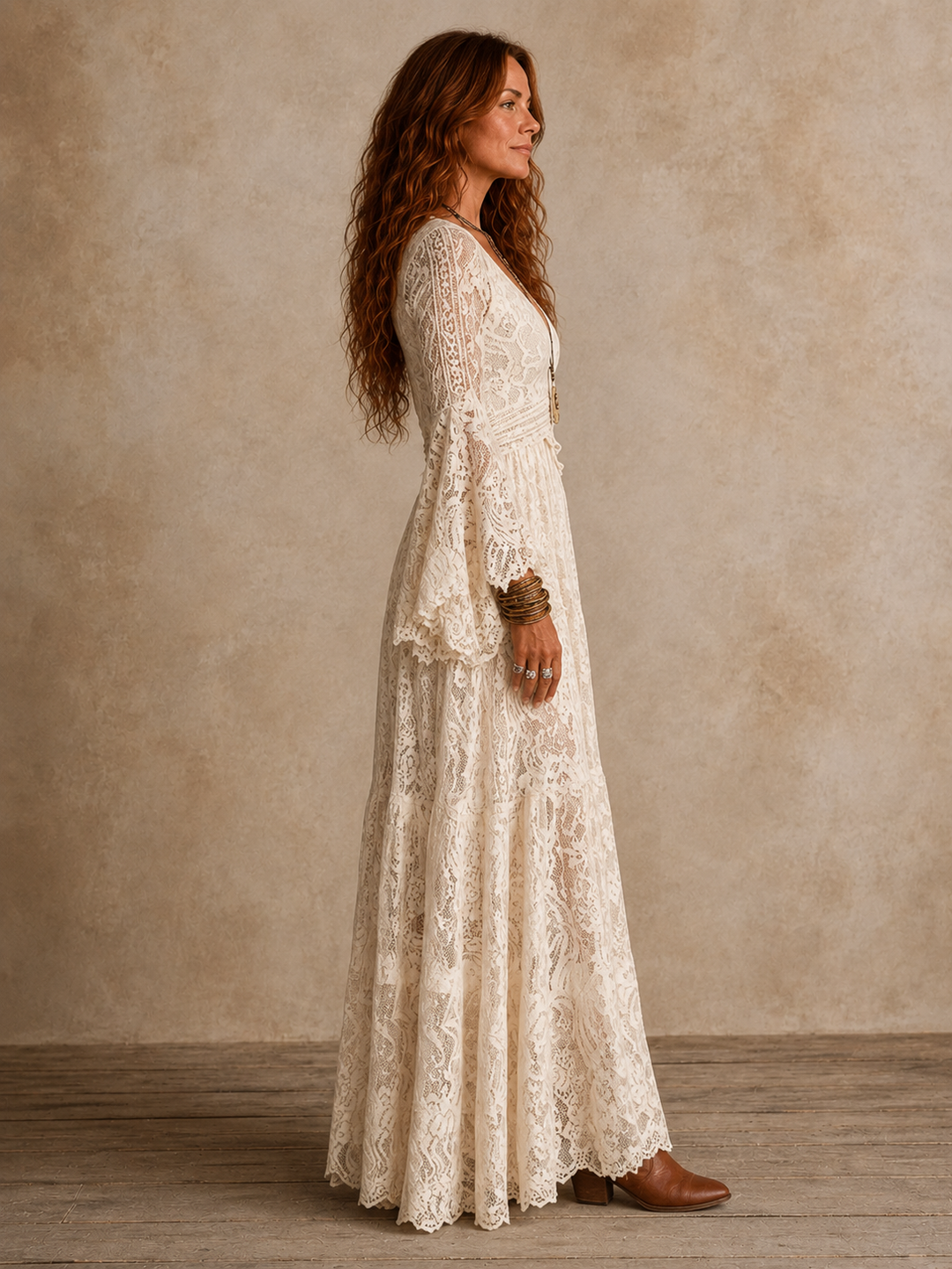 EMILY | Vintage Flared-Sleeve Maxi Dress