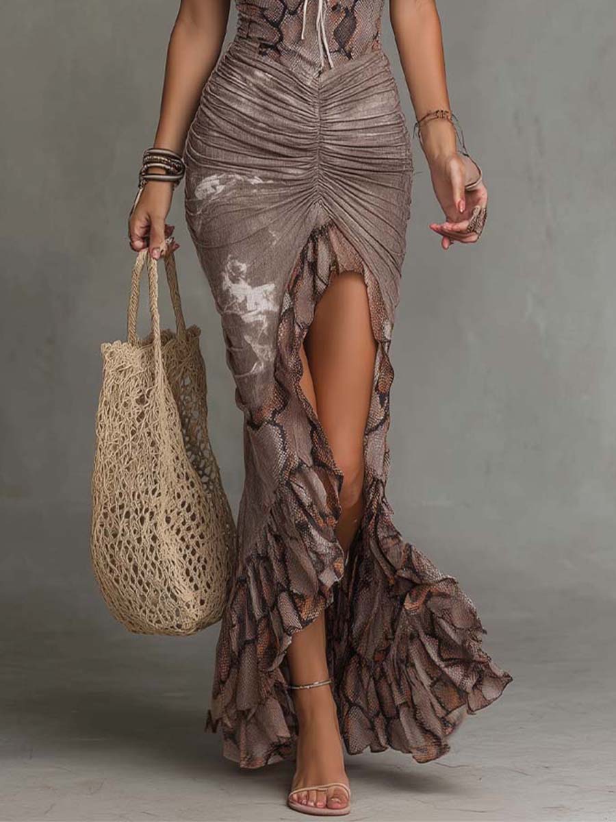 Harper | Lace-Trim Halter Maxi Dress
