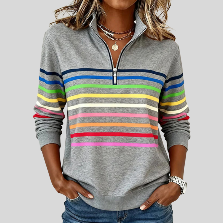 Prismette | Striped Quarter-Zip Sweatshirt