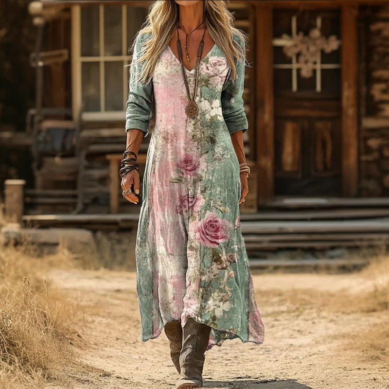 MORGAN | Rose on Sage Maxi Dress