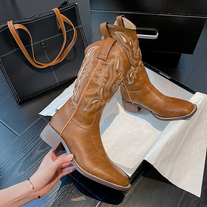 GENEVIEVE | Patterned Mid-Calf Boots