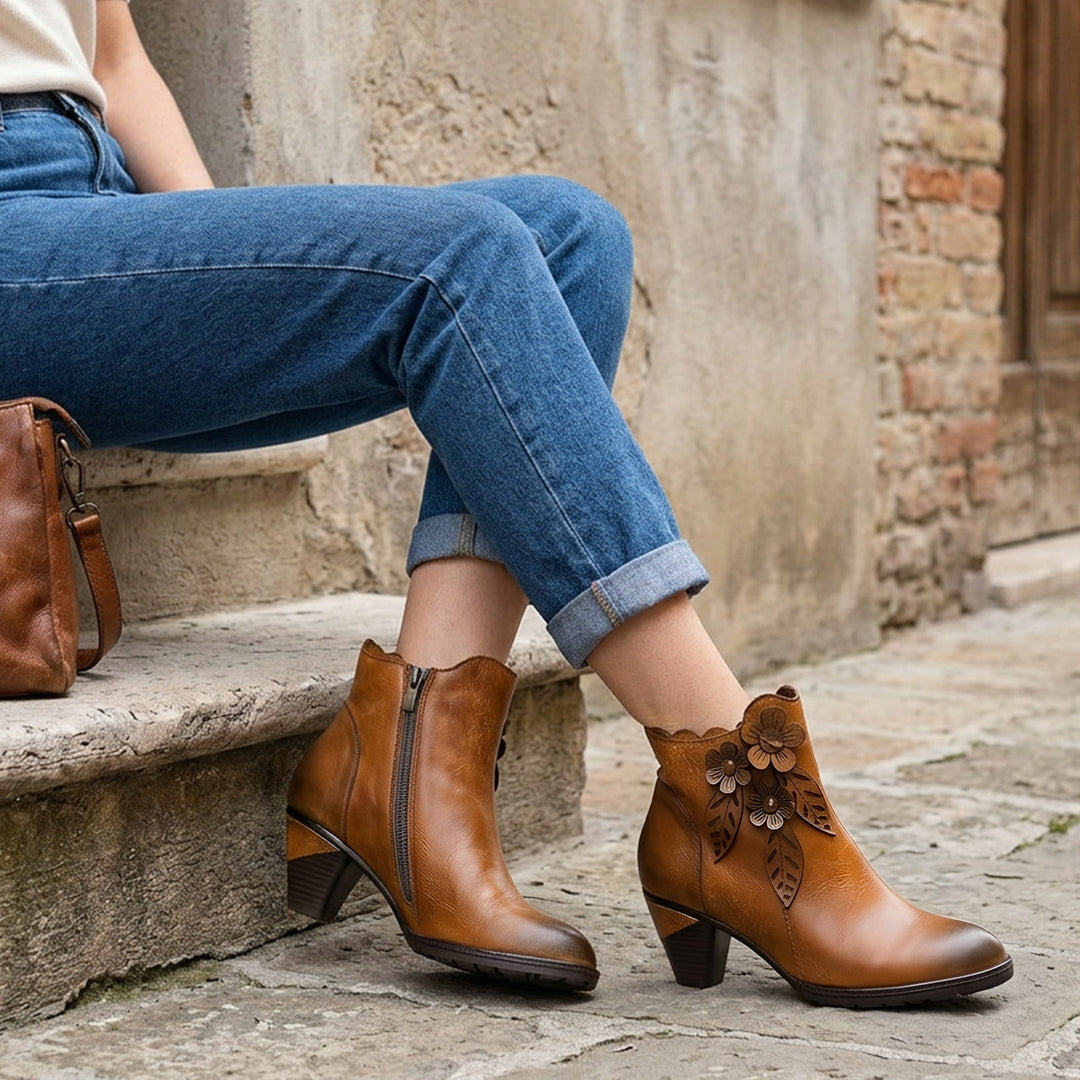 JULIETTE | Floral Cutout Ankle Boots
