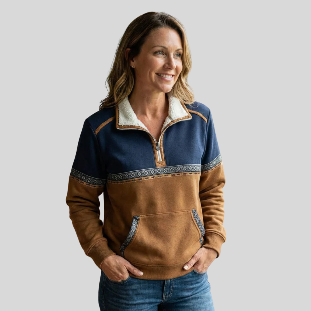 Alvette | Plush Collar Half-Zip Pullover