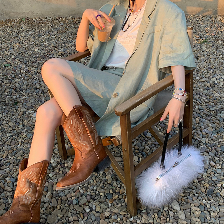 GENEVIEVE | Patterned Mid-Calf Boots
