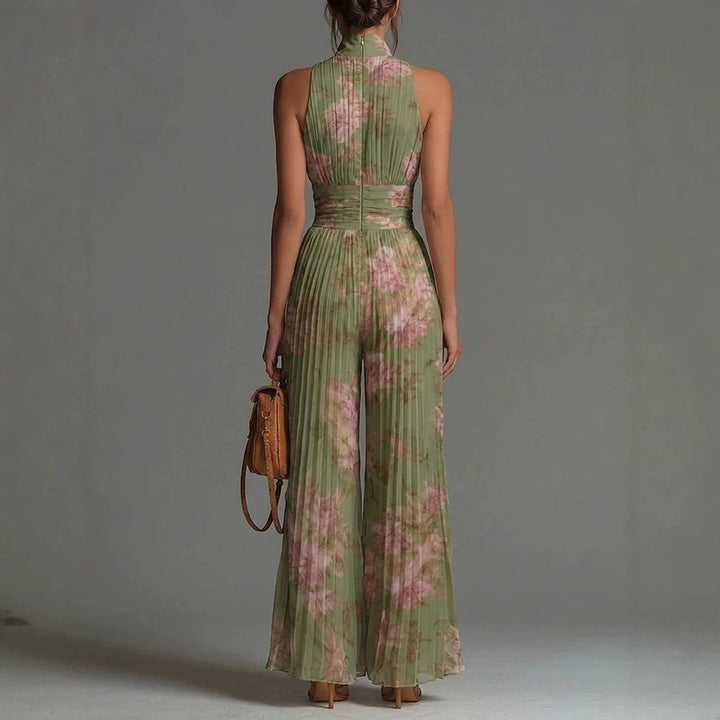 Sofia | Pleated Floral Chiffon Jumpsuit for Women