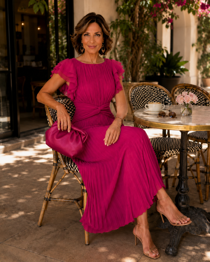 SCARLETT | Pleated Flutter Midi Dress