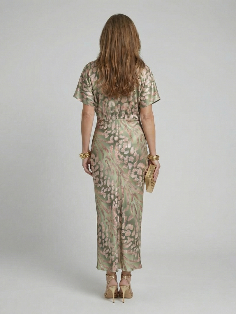 Ginevra | Abstract Print Twist Waist Midi
