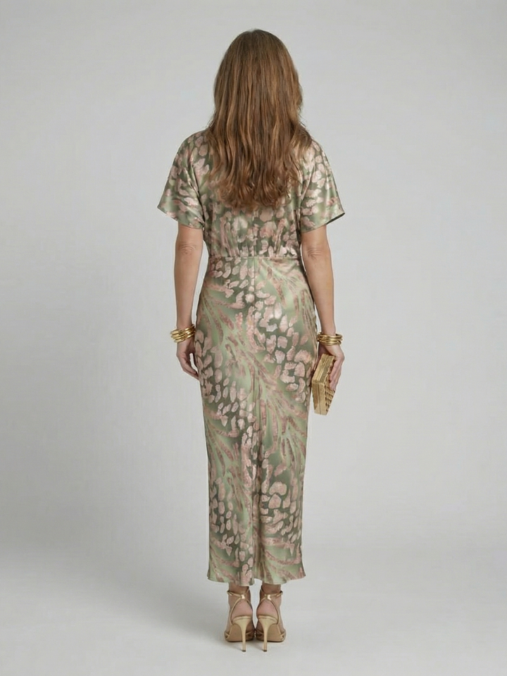 Ginevra | Abstract Print Twist Waist Midi