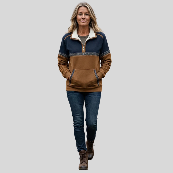 Alvette | Plush Collar Half-Zip Pullover