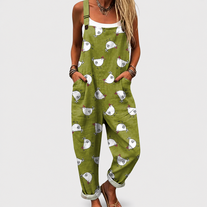 Comfortable Printed Overalls