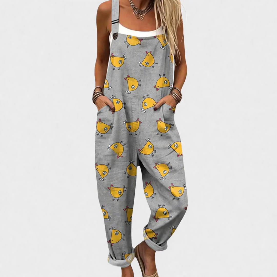 Comfortable Printed Overalls
