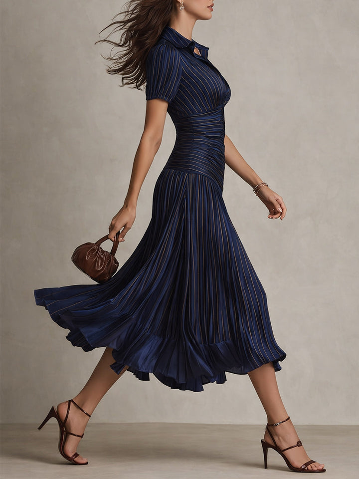 Eleanora | Retro Striped Midi Dress