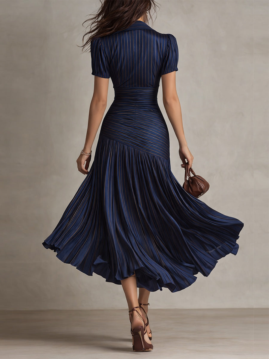 Eleanora | Retro Striped Midi Dress