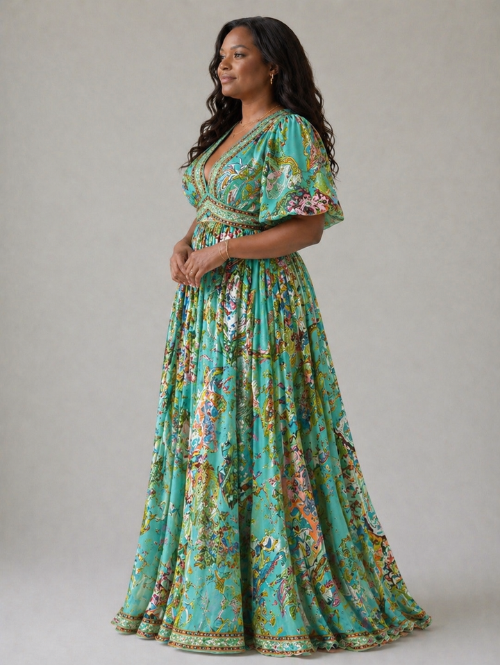 Loretta | Airy Puff Sleeve Maxi Dress