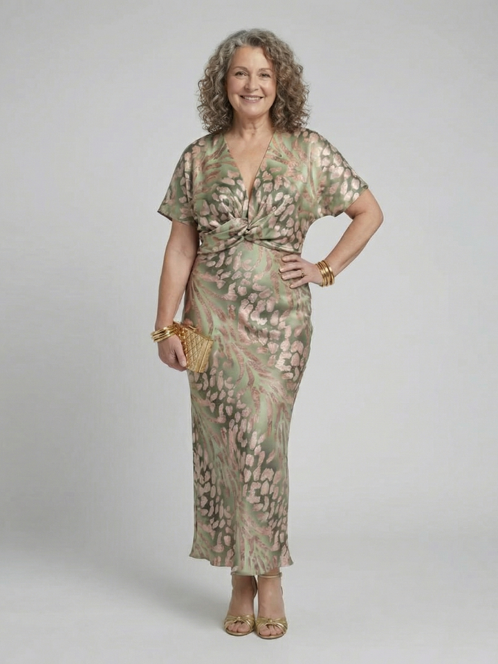 Ginevra | Abstract Print Twist Waist Midi