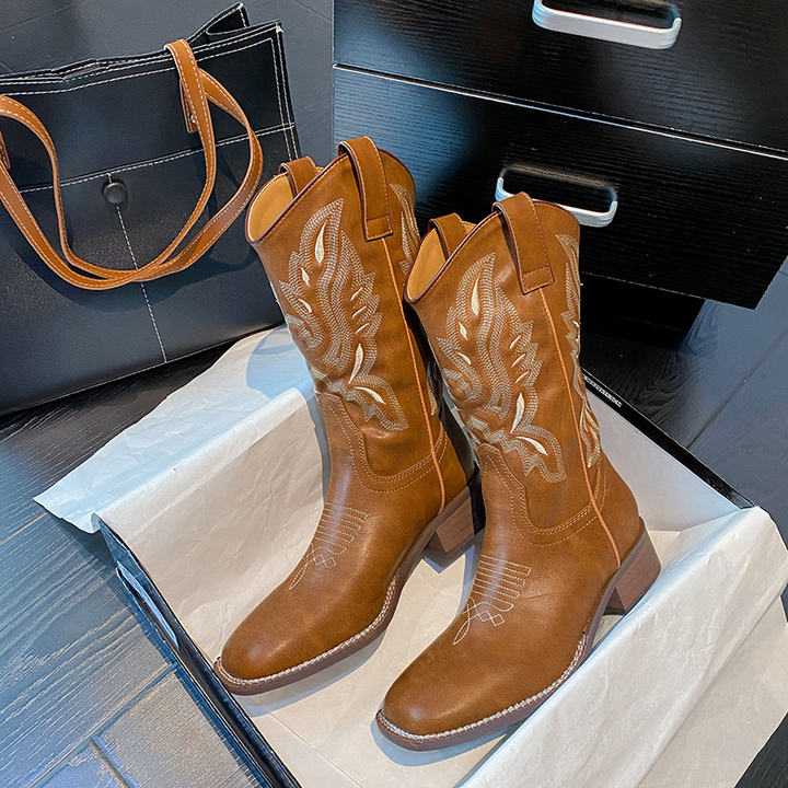 GENEVIEVE | Patterned Mid-Calf Boots