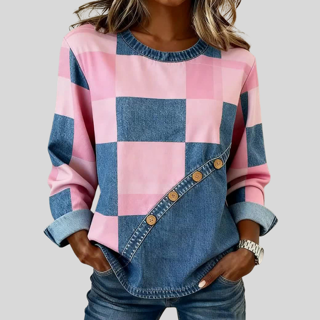 Marguerite | Pink Patchwork Sweatshirt