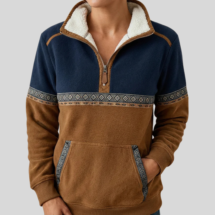 Alvette | Plush Collar Half-Zip Pullover