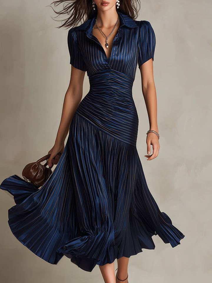 Eleanora | Retro Striped Midi Dress