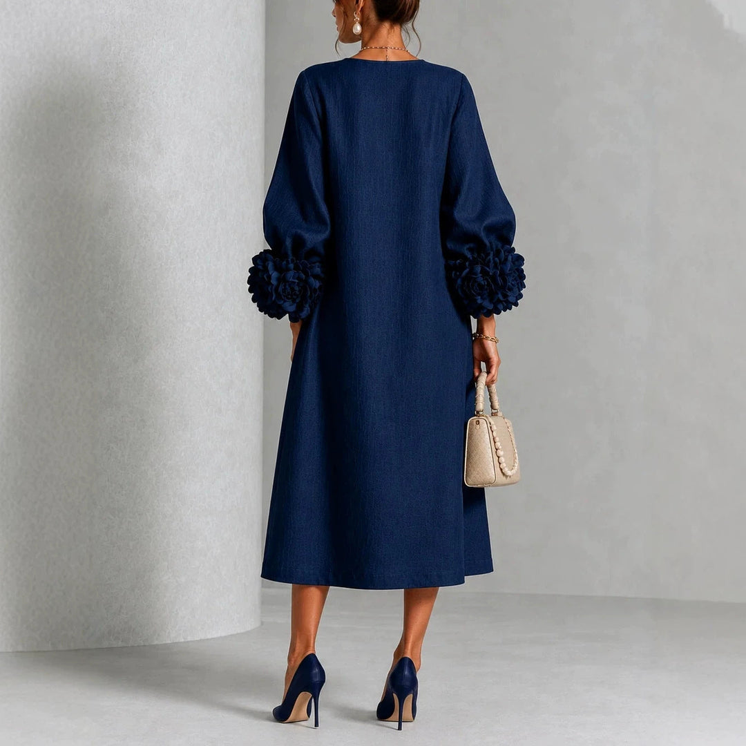 IVY | Rose-Cuff Sleeve Midi Dress