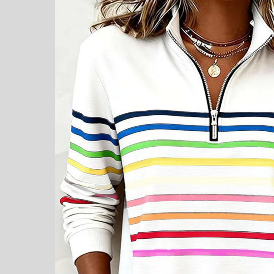 Prismette | Striped Quarter-Zip Sweatshirt