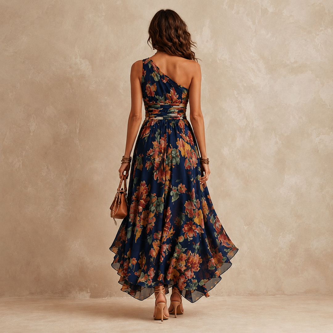 CELESTE | One-Shoulder Floral Maxi Dress