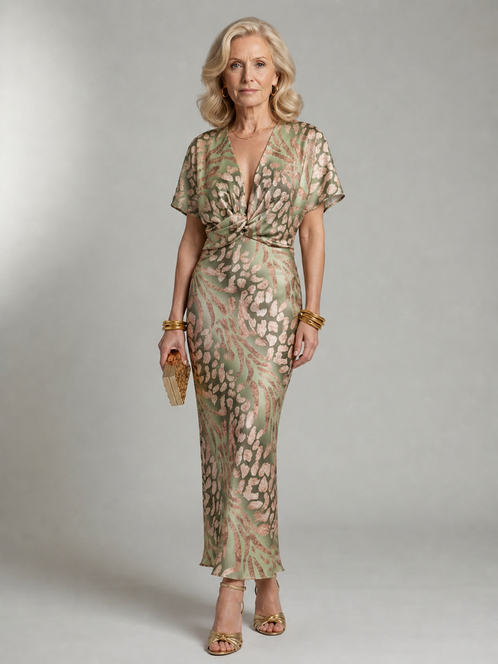 Ginevra | Abstract Print Twist Waist Midi