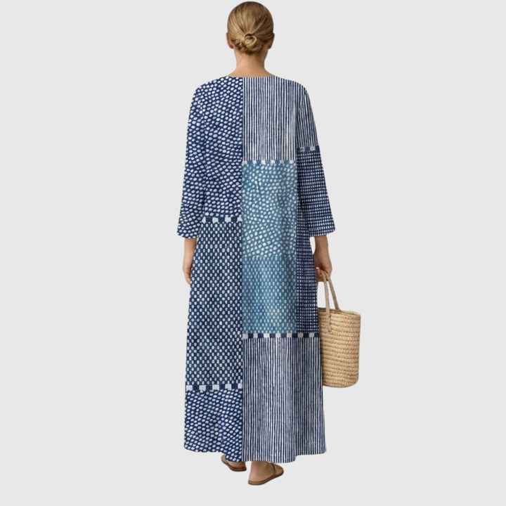 BONNIE | Bohemian Patchwork Blue Maxi