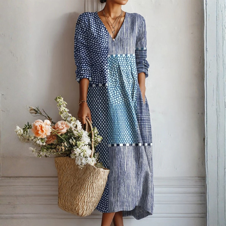 BONNIE | Bohemian Patchwork Blue Maxi