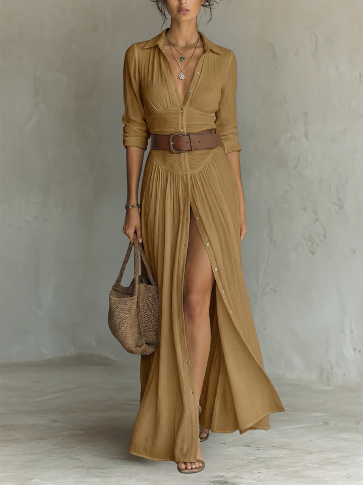 Rosamund | Belted Shirt Maxi Dress