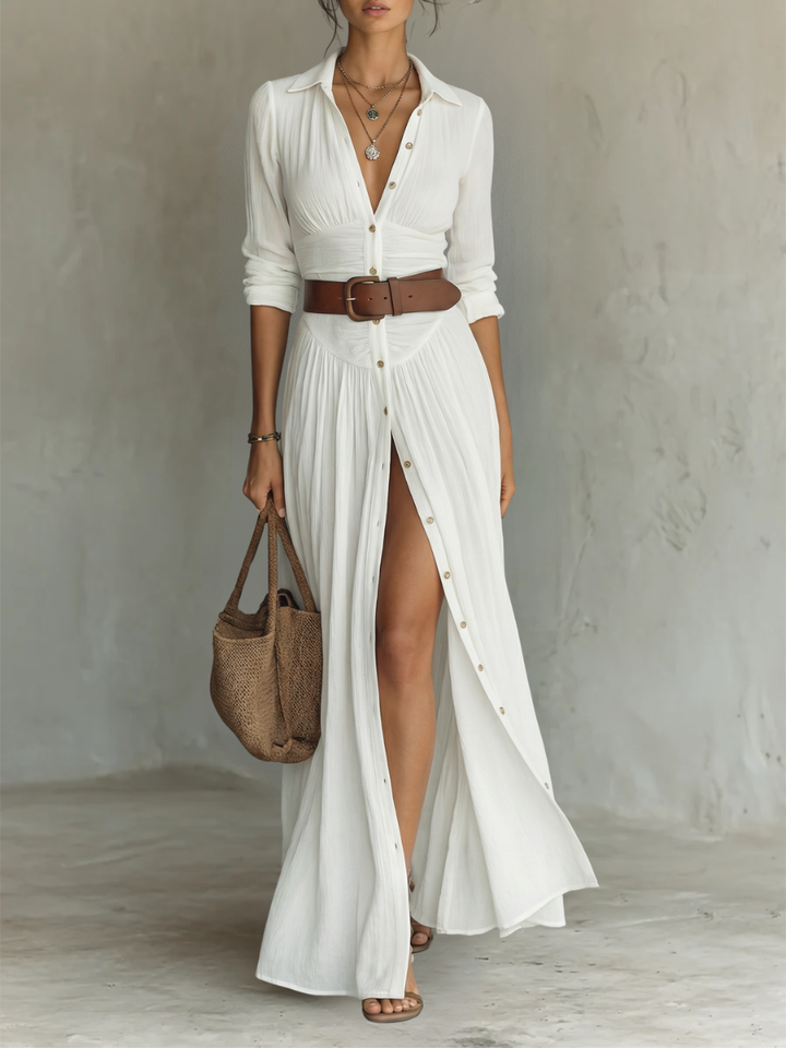 Rosamund | Belted Shirt Maxi Dress