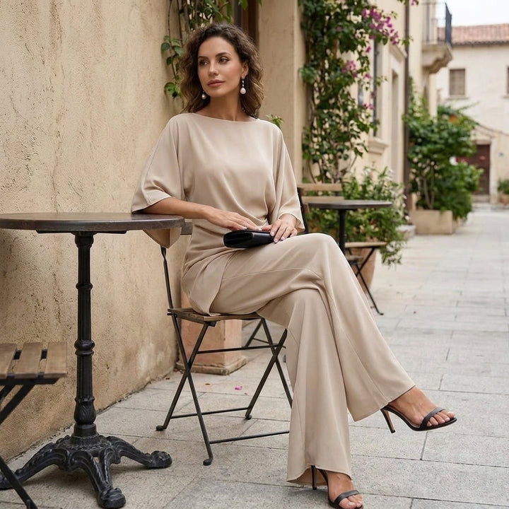 Gwen | Draped Blouse and Wide Leg Pants Set