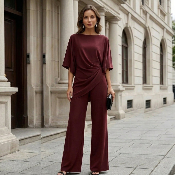 Gwen | Draped Blouse and Wide Leg Pants Set