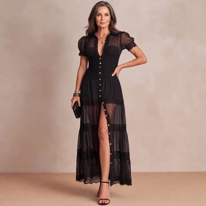 SOPHIA | Sheer Panel Maxi Dress