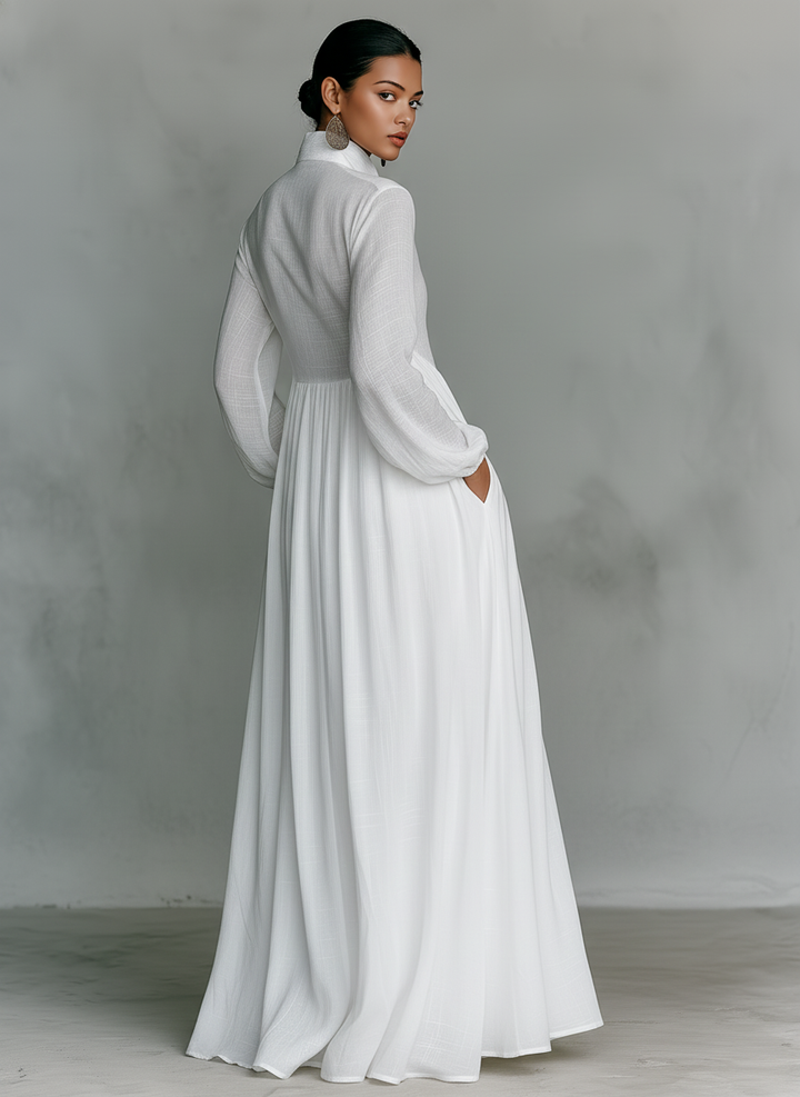 Genevieve | High-Collar Button Maxi Dress