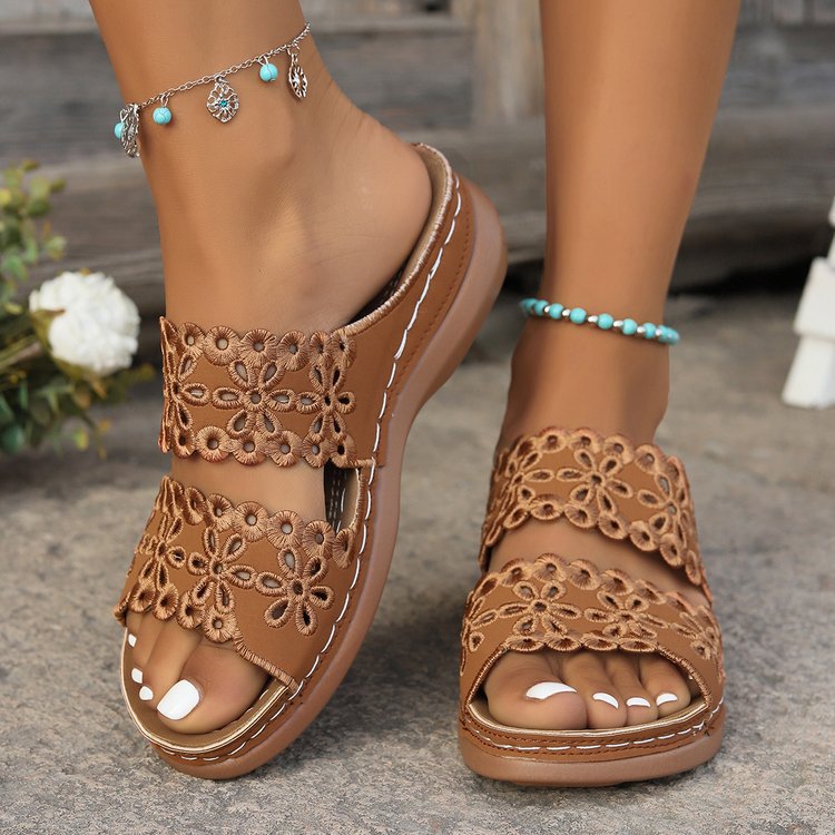 JOANNA | Floral Cutout Slide Sandal