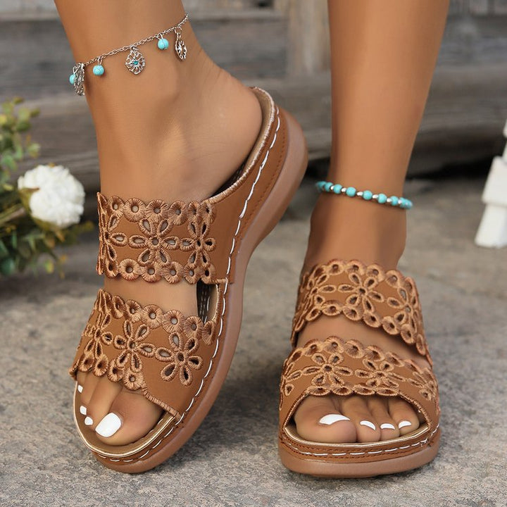 JOANNA | Floral Cutout Slide Sandal