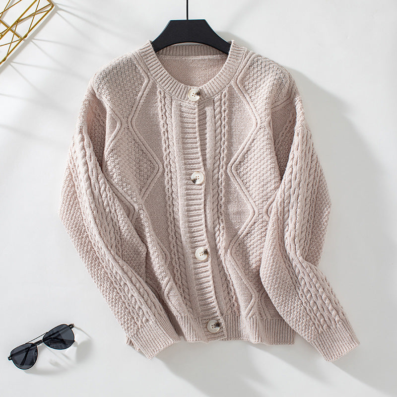 Casual Ribbed Cardigan with Button Closure for Women