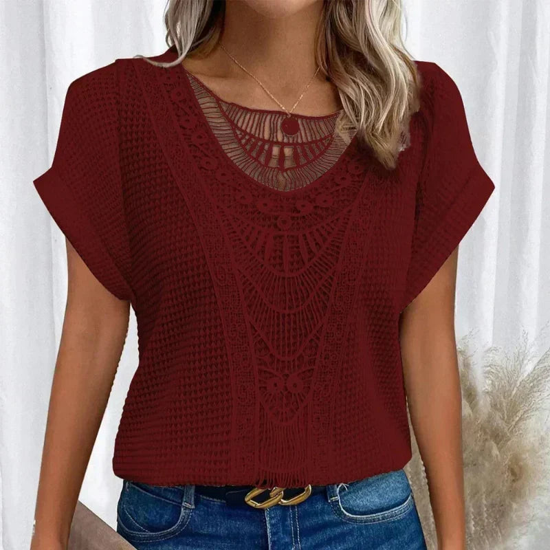 ARIANA | Open-Knit Trim Top