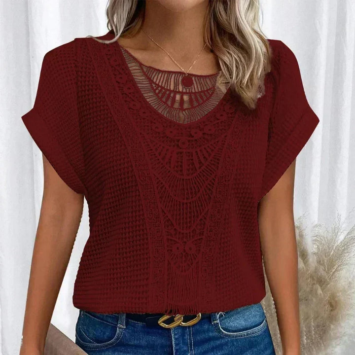 ARIANA | Open-Knit Trim Top