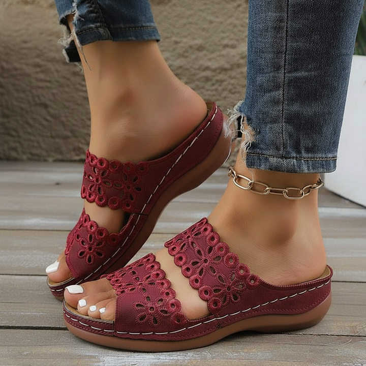 JOANNA | Floral Cutout Slide Sandal