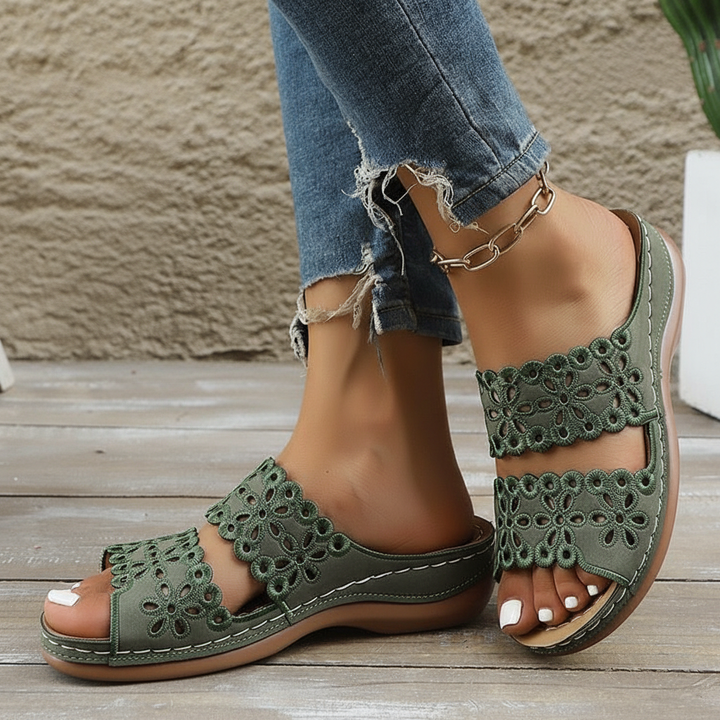 JOANNA | Floral Cutout Slide Sandal