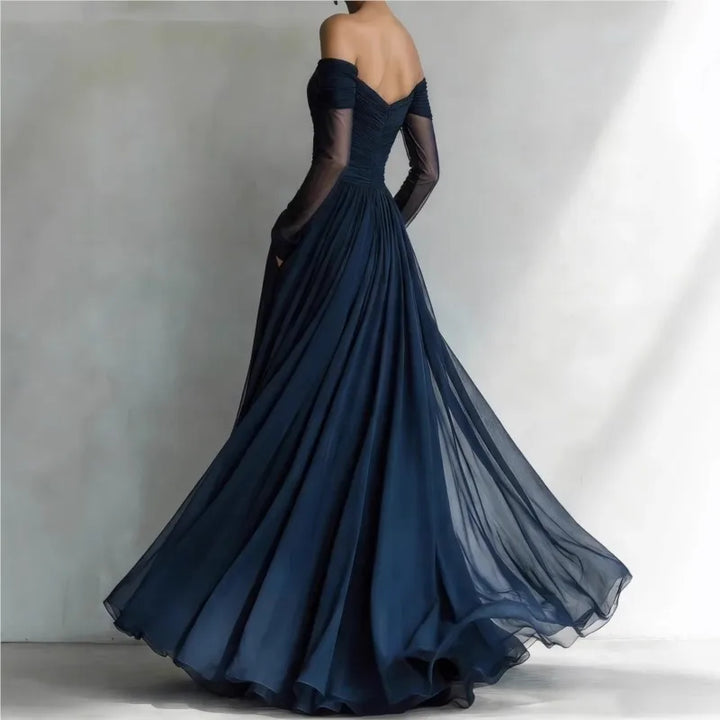 Beatrice | Off-Shoulder Sheer-Sleeve Maxi