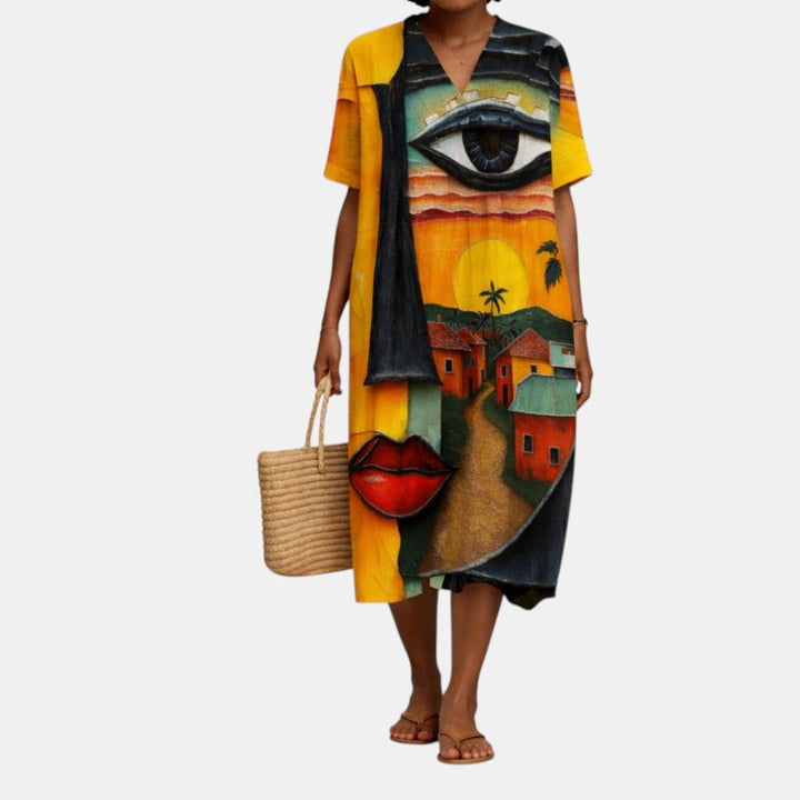 JOSIE | Bohemian Painted Scene Maxi