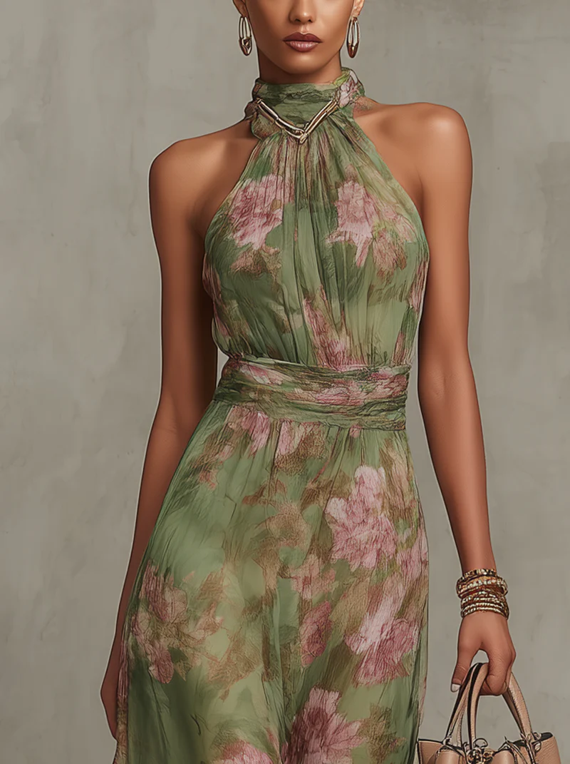 Marianne | Floral Halter-Neck Maxi Dress