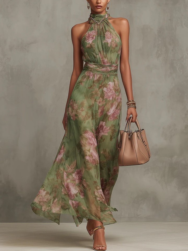 Marianne | Floral Halter-Neck Maxi Dress