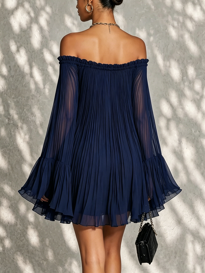 Ondine | Mini Dress with Bell Sleeves, Ruffles, Off-the-Shoulder